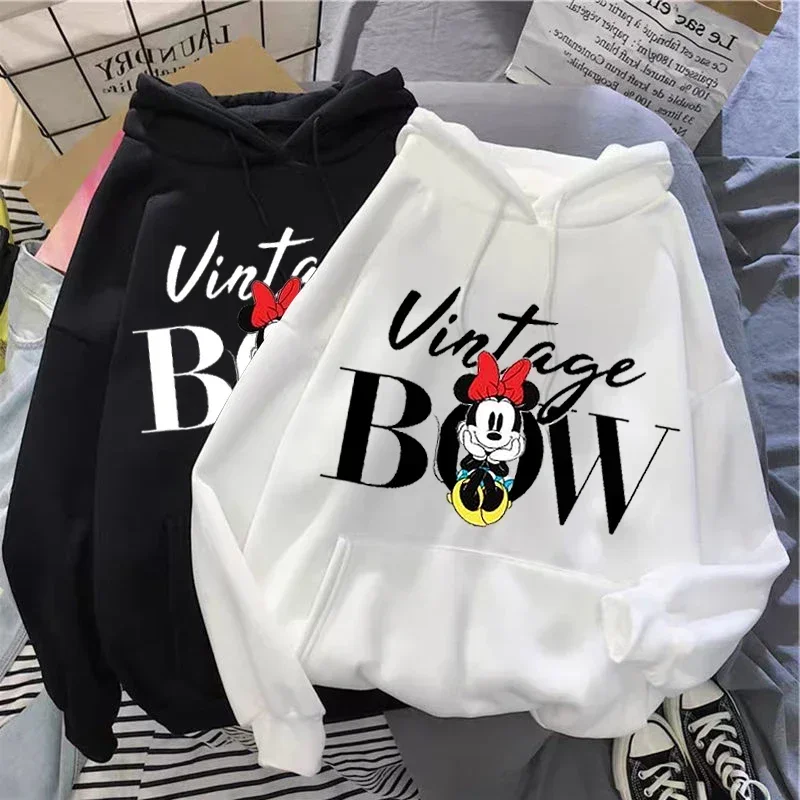 Hoodies Women Mickey Oversized Mouse Hoodies Cartoon Tops Long Sleeve Pockets Fashion Minnie Hooded Women Sweatshirts