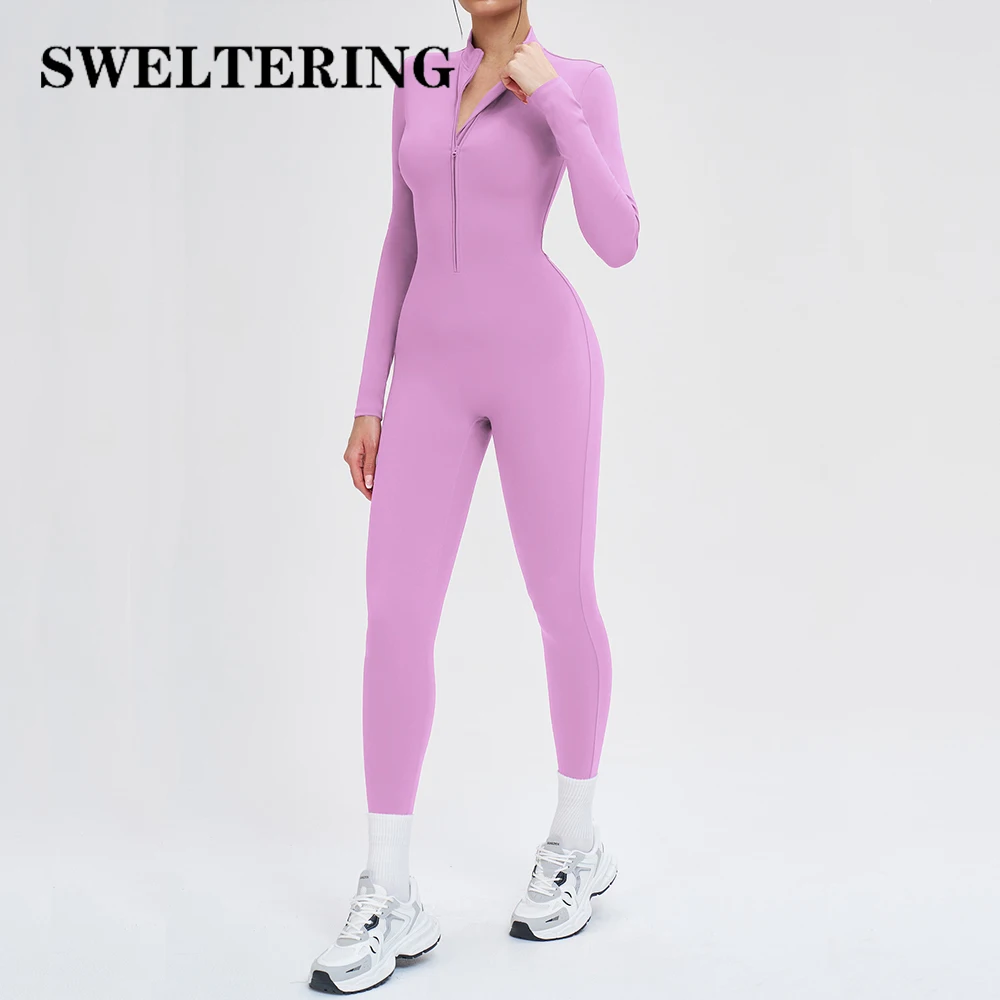 

Зимние теплые комбинезоны для йоги на молнии, спортивный костюм для тренировок в тренажерном зале, женский боди с длинными рукавами, спортивные комбинезоны, цельный костюм для фитнеса