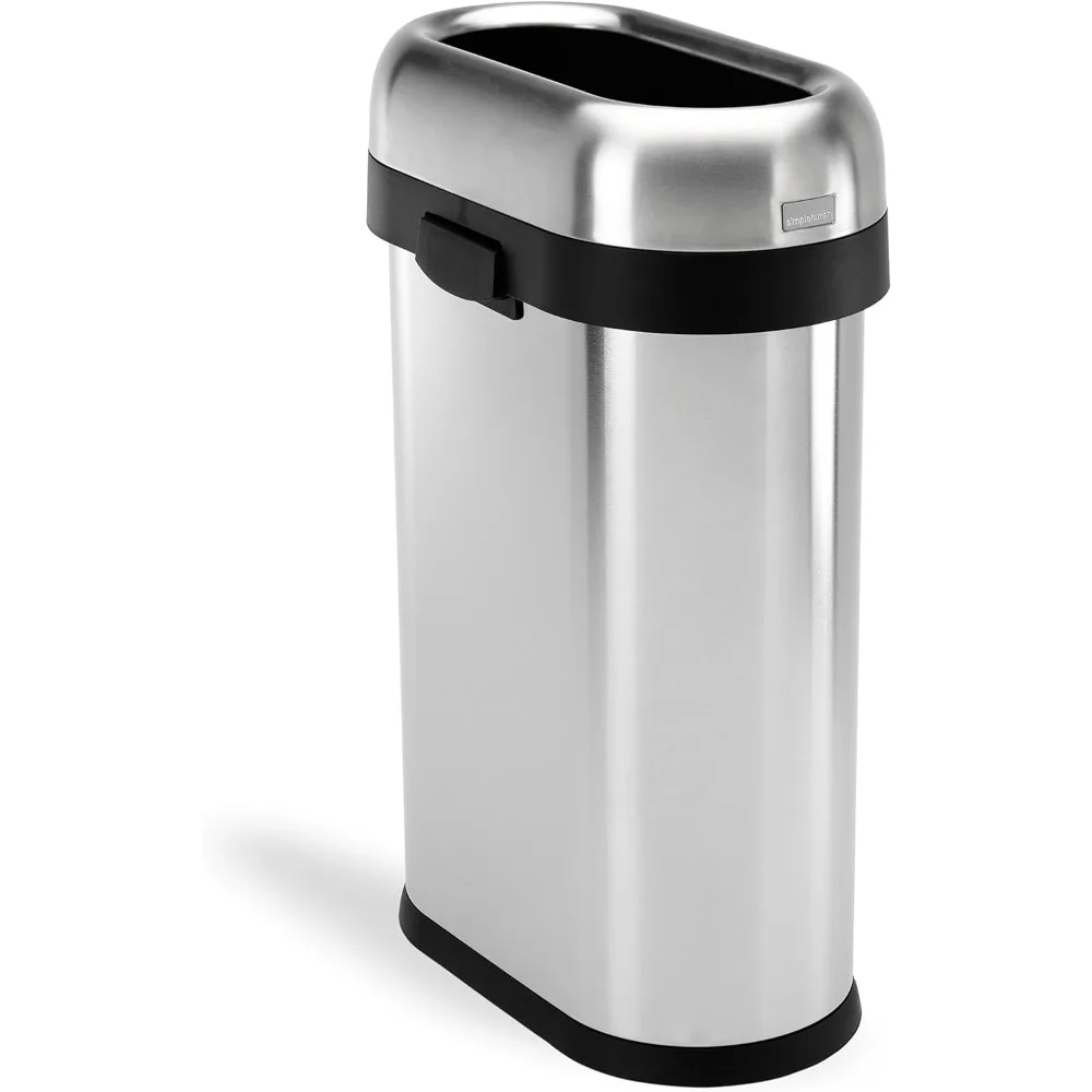 

50 Liter / 13.2 Gallon Slim Open Top Trash Can, Commercial Grade Heavy Gauge Brushed Stainless Steel