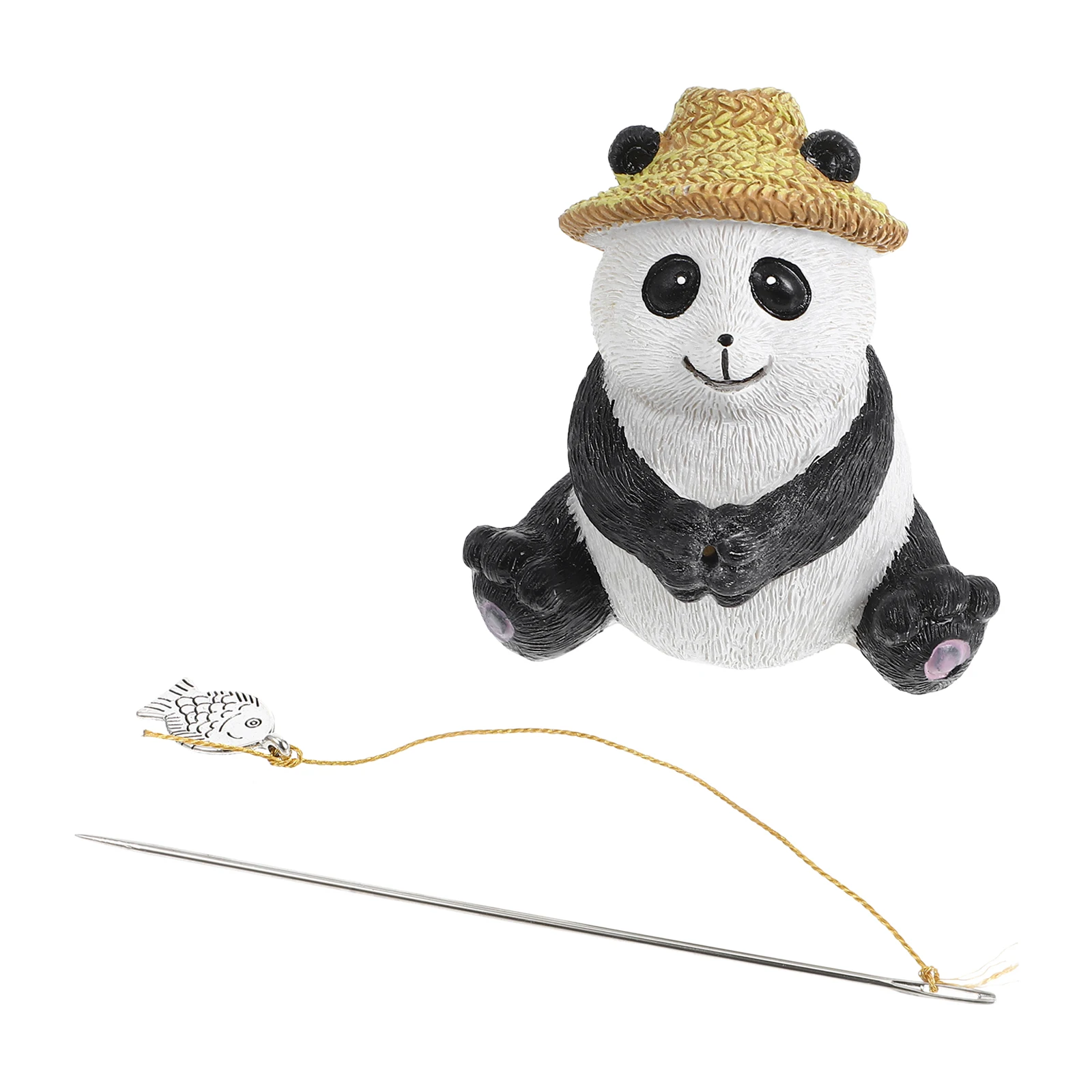 

1pc Panda Landscape Sculpture Resin Animal Statue Outdoor Garden Decoration Fishing Figurine Durable Weather Resistant for Yard