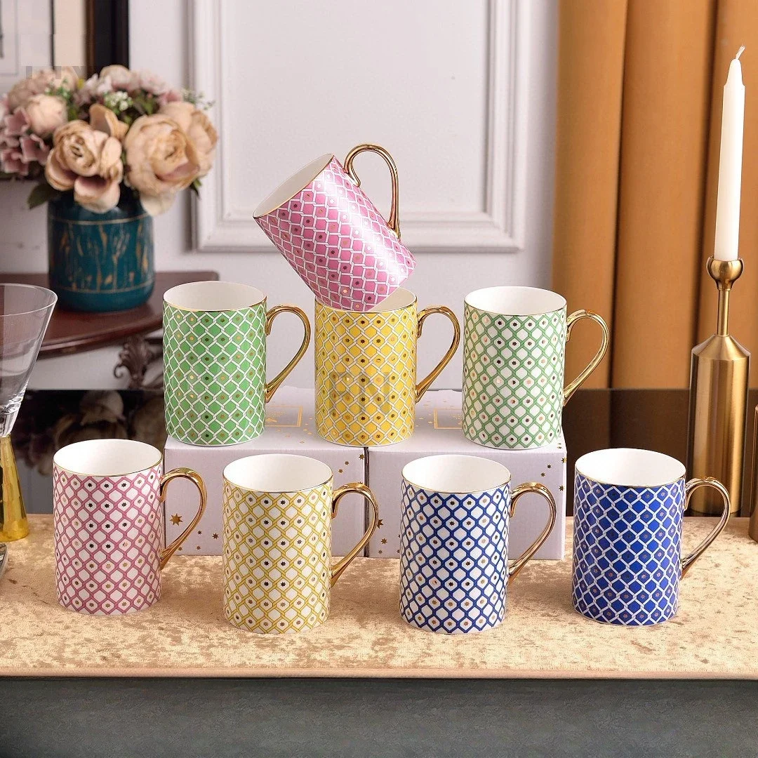 

Wedding Anniversary Gift Russian Royal Bone Porcelain Coffee Cup Plate STAR Series Set Afternoon Tea Set