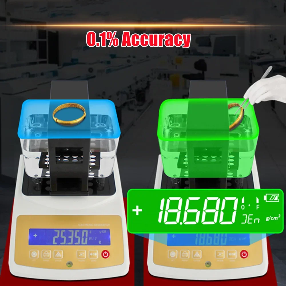 Gold Densimeter เครื่องทดสอบความหนาแน่นแบบดิจิตอลสําหรับ Gold เครื่องวัดความชื้นเครื่องมือเครื่องประดับ mining 0.01-300g 0.005-300g 0.01-1200g 0.001g/cm3