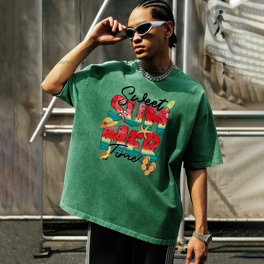 Oversized Y2k T-Shirt Women Cotton High Quality Summer Delicious Watermelon Sweet Time Clothes Short Sleeve Gothic Casual Top
