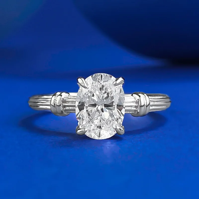 

925 Sterling Silver 6x8 mm Oval Cut Solitaire Cubic Zirconia CZ Wedding Promise Rings for HerFine Jewelry Rings
