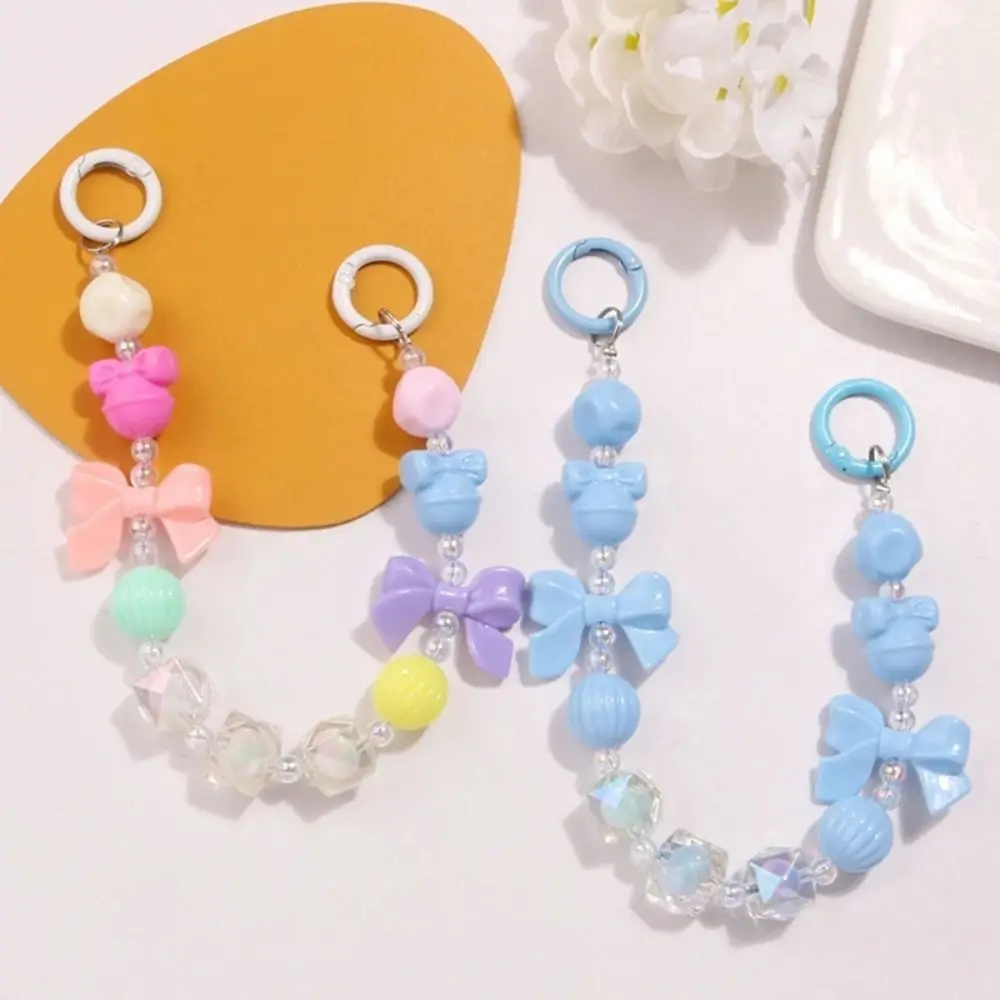 Simple Acrylic Burst Bead Chain Keyring Gradient Replacement Phone Lanyard Colorful Bag Pendant Bag Accessories