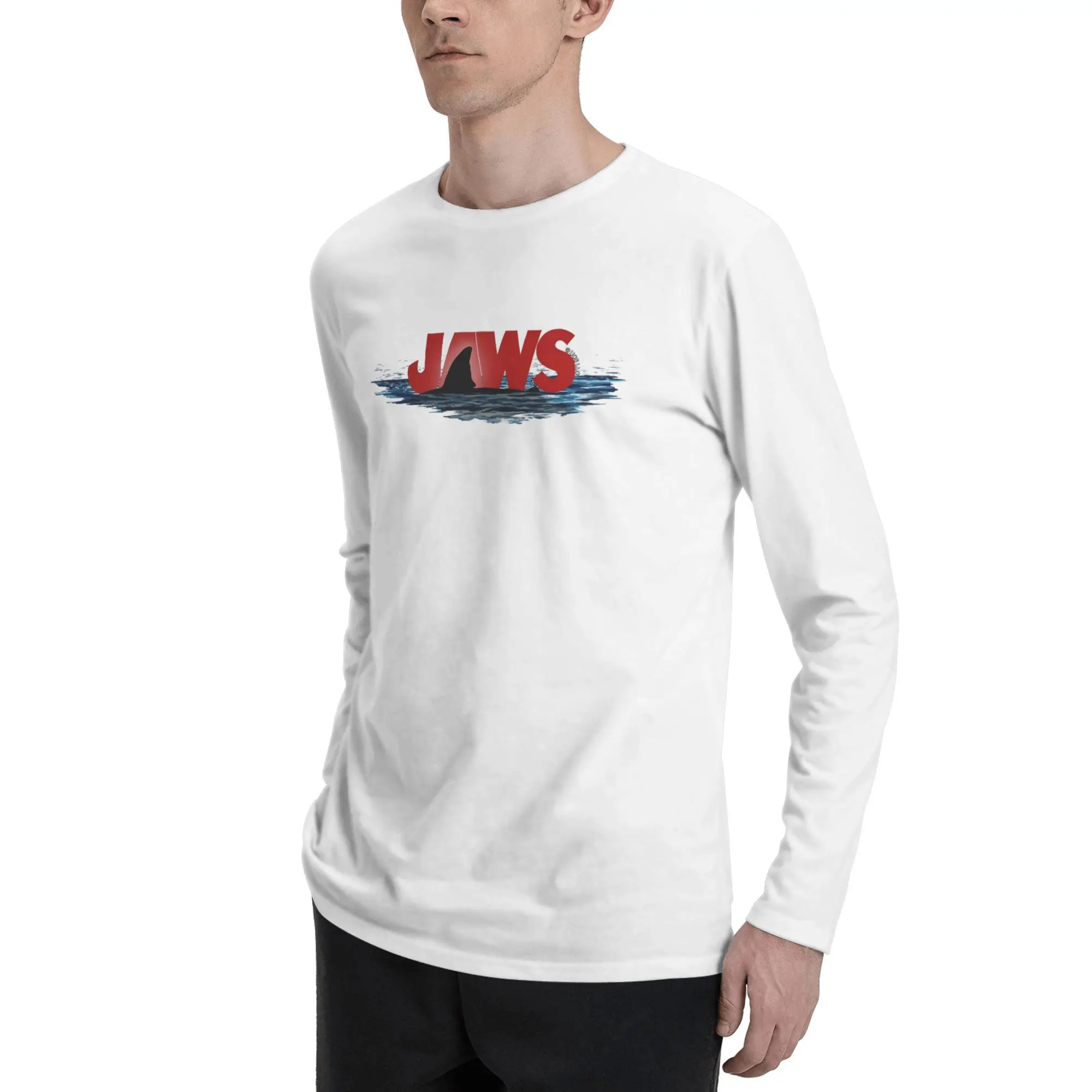 سويت شيرت بقلنسوة عتيق للرجال فكي زعنفة قرش بيضاء رائعة 100% قطن بقلنسوة بلوزات كلاسيكية بقلنسوة