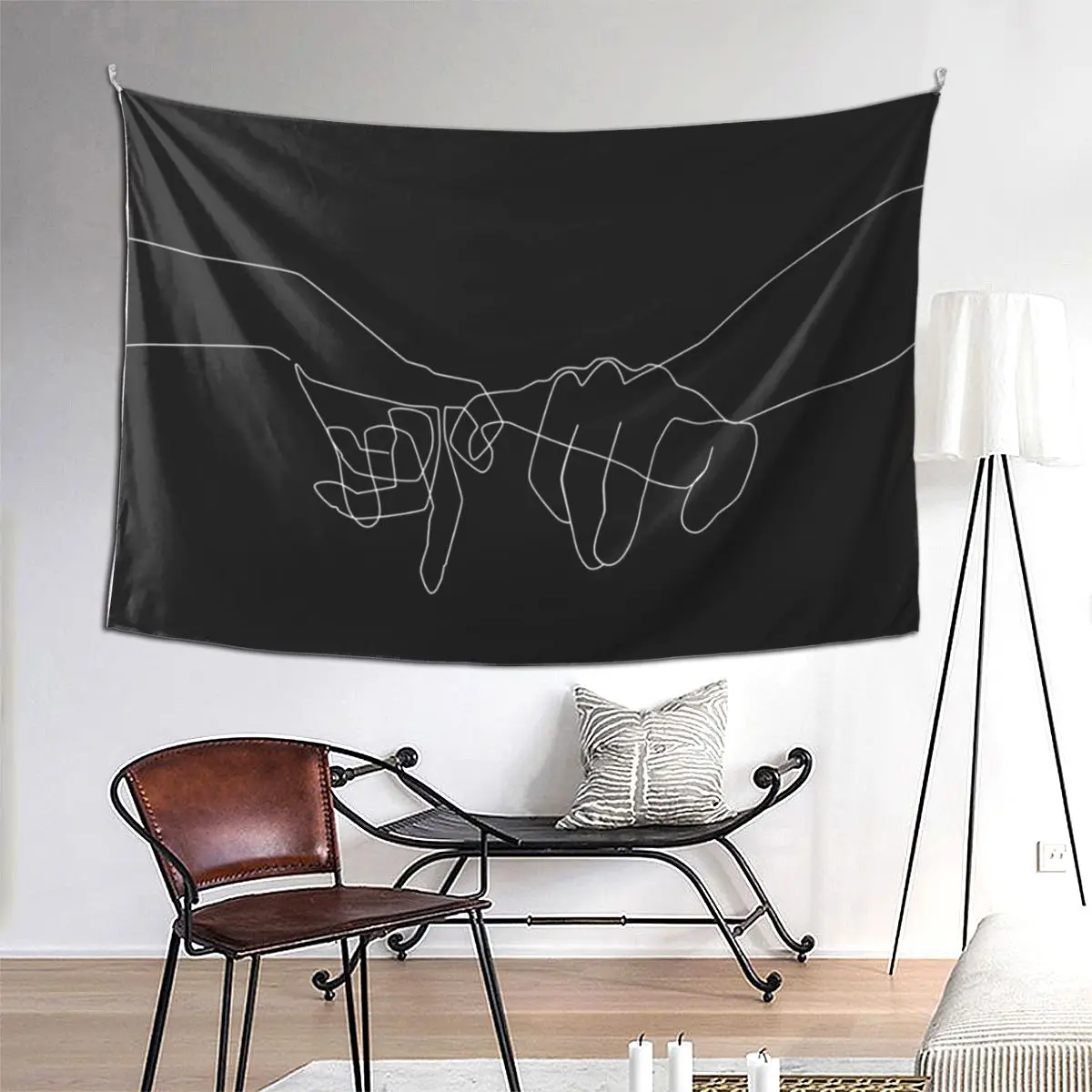 

Black Pinky Swear Tapestry Art Wall Hanging Aesthetic Home Decor Tapestries for Living Room Bedroom Dorm Room
