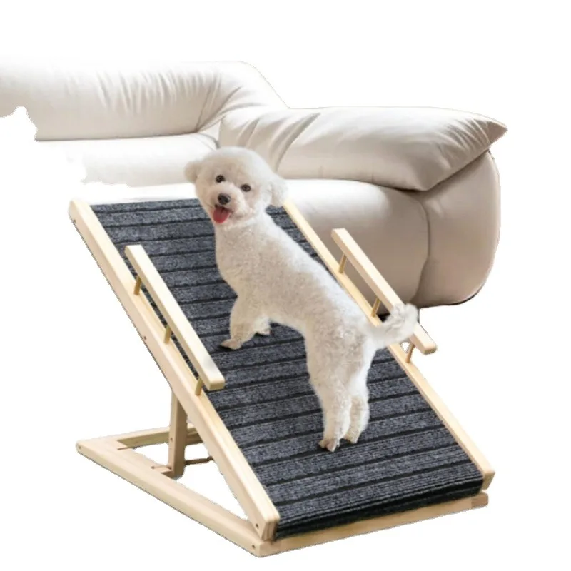 

Solid Armrests Small Wooden Dog Ramp Travel-friendly Pet Stairs with Animal Pattern Young Dog Bed Ramp