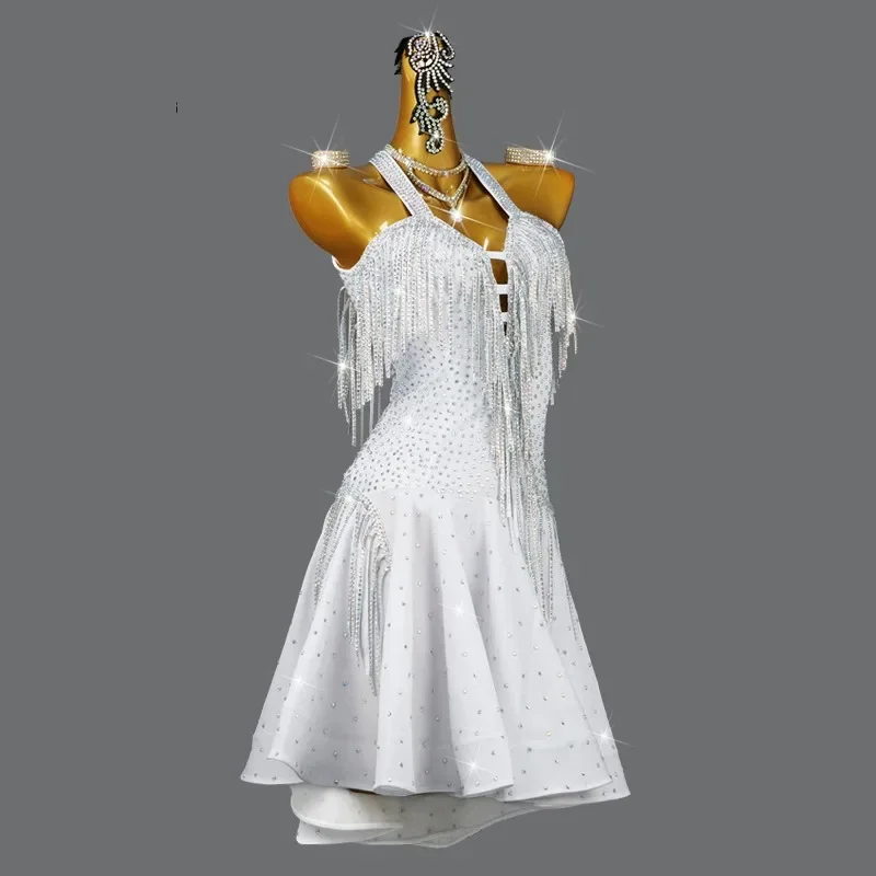 Mulheres Traje de dança latina Vestido, Samba Vestuário, saia dancewear, Top de linha franjada, Girl Wear, Standard Ballroom, Competição Traje, Novo