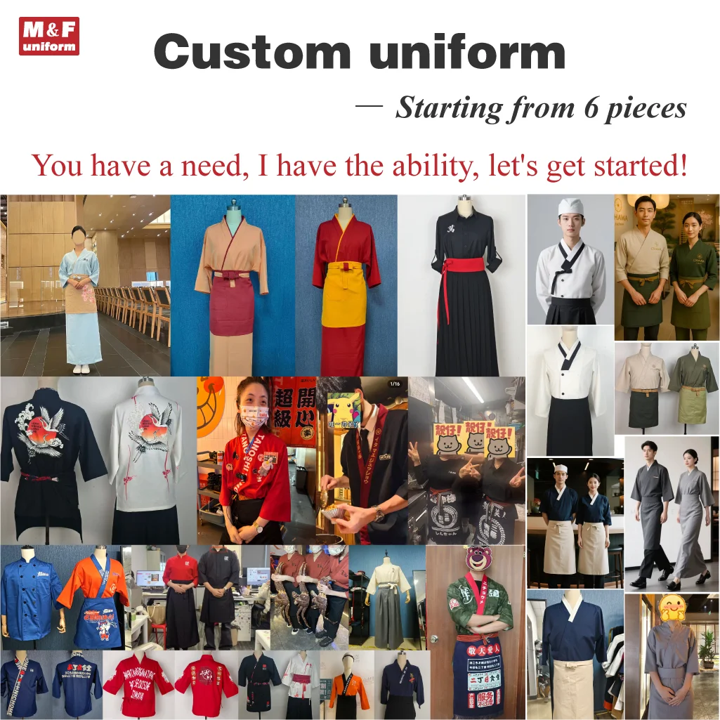 Customized Japanese catering uniforms OEM ODM, Corporate Staff Workwear Custom Logo Company Work Clothes For Hotel Restaurant