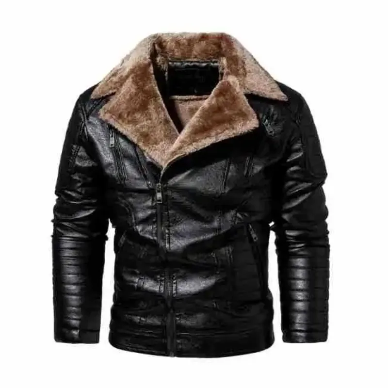 

Winter Man Plush Jacket High Street Turn Down Collar Zipper Male Outerwear Fashion Long Sleeve Waterproof Windproof Men Coat