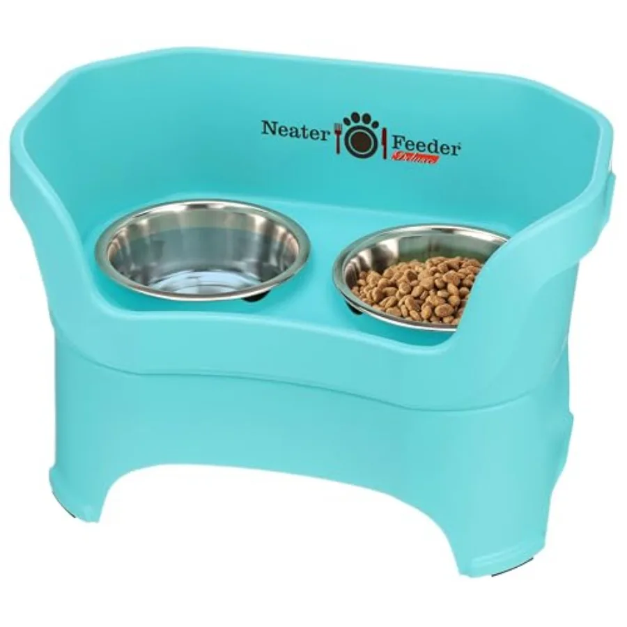 

Миски для собак Neater Feeder Deluxe, защищающие от беспорядка, приподнятые, для крупных собак весом более 40 фунтов, сделано в США, без возможности проливания, подставка для мисок с кормом для собак F