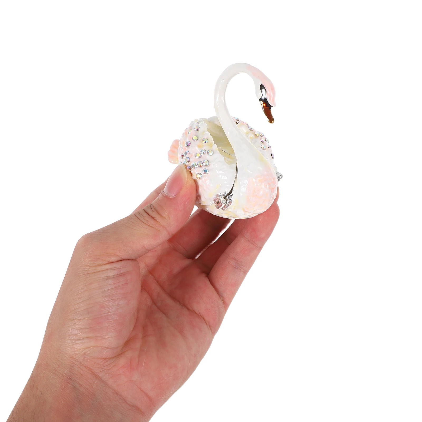 

Swan Shaped Jewelry Box Vintage Crystal Ring Holder Desktop Ornament Storage Organizer For Girls Small Metal Trinket Container