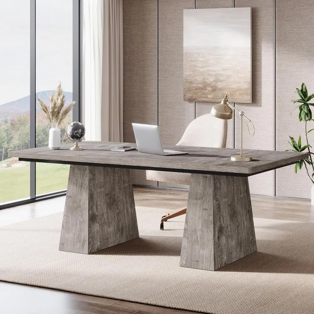

Двухпоставное офисное компьютерное кресло 63 Double Pedestal Executive Desk, современное, для дома или бизнеса, серое
