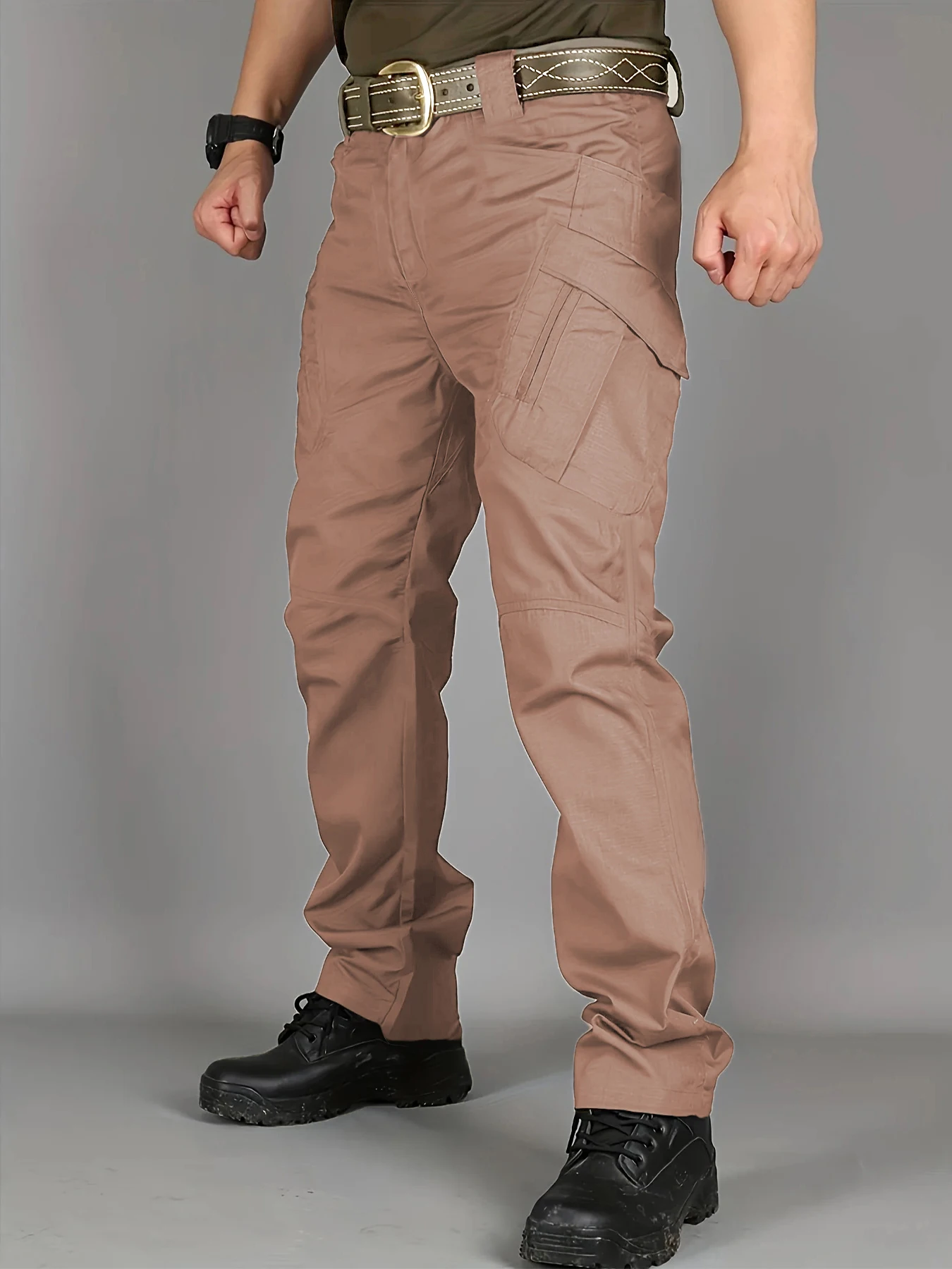 メンズ高品質軽量タクティカルワークパンツ - 耐裂性オールシーズンハイキングパンツ（多ポケット付き）