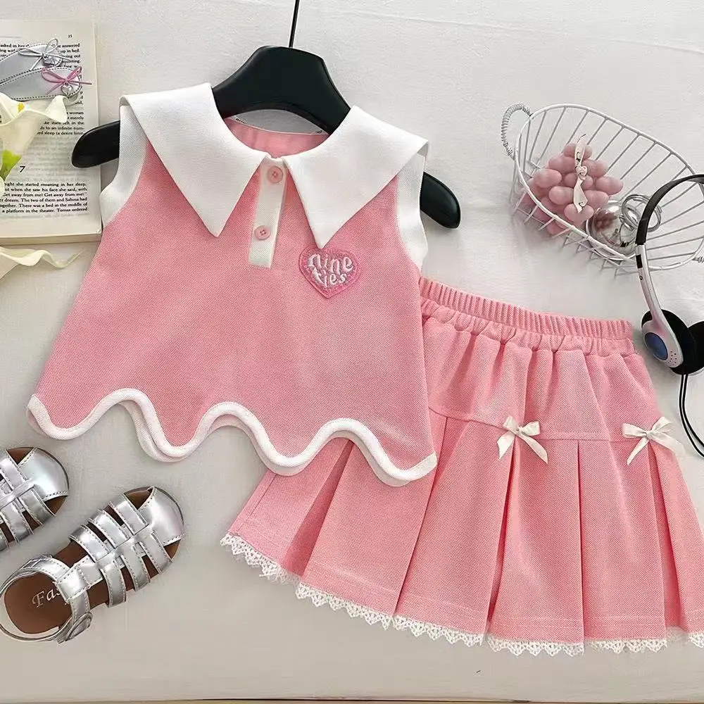 

Girls' Summer New Set Baby Girl Vest Top Half Skirt Western-Style Princess Style Two-piece Set Trendy
