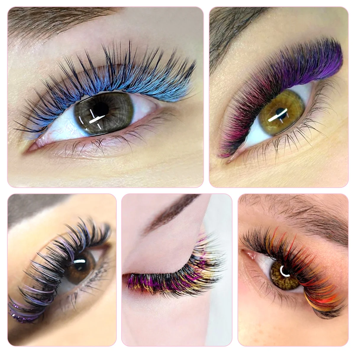 Colored Classic Eyelash High Quality False Eyelash Natural Soft Purple Pink Brown Blue Yellow Lashes Extension For Color Lashes