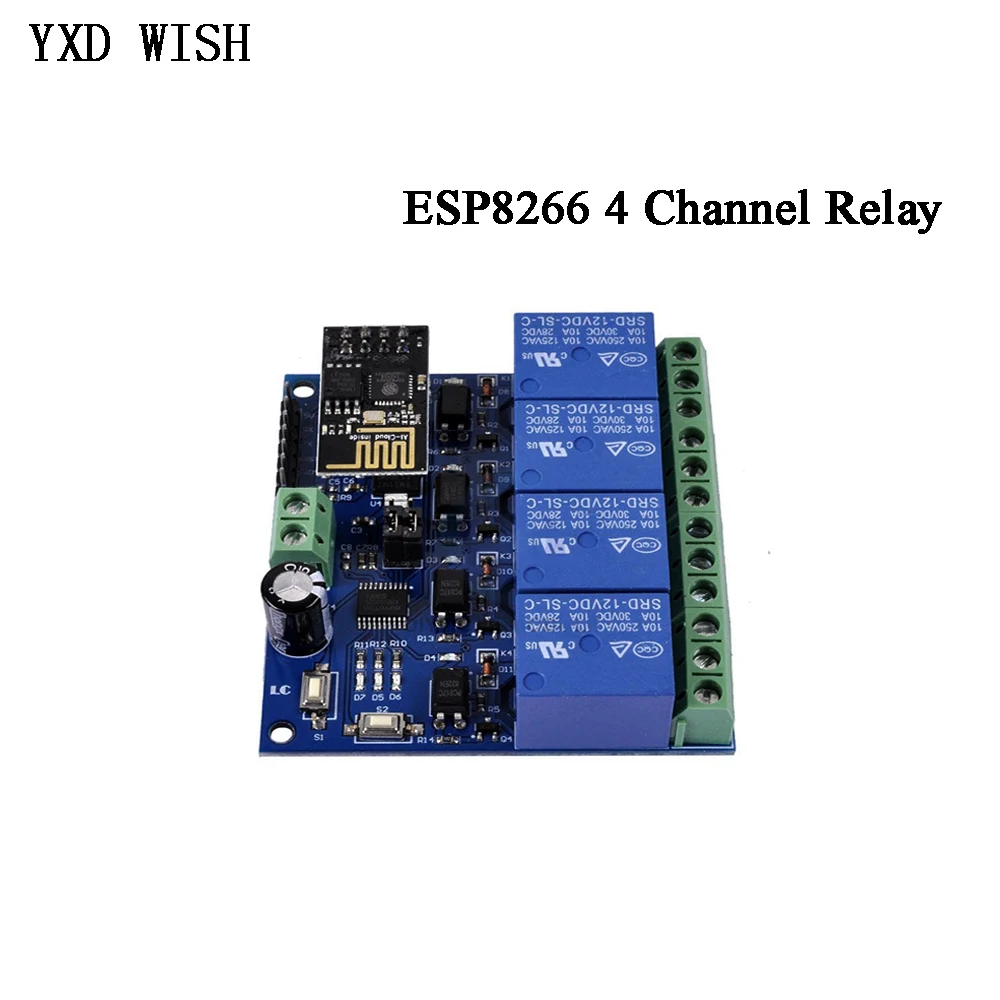 DC 5V 12V WiFi Relay Module 4 Channel ESP8266 ESP-01 Wireless Relay Switch Board 4 Way Phone APP Remote Control Relays Board