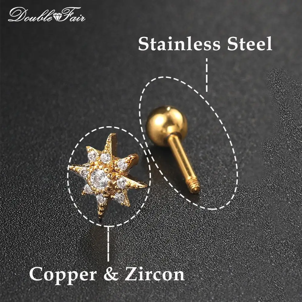 1szt Kolczyki ze stali nierdzewnej Helix Daith dla kobiet Pierścionek z gwiazdą z łańcuszkiem Lobe Tragus Snug Ear Piercing Earings Biżuteria — zdjęcie 5