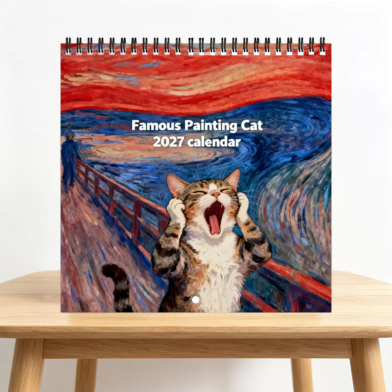 Cat Calendar Coil Binding Funny Wall Monthly Personal Planner 2027 Screaming Cat Animal Calendar for Appointment Office Home
