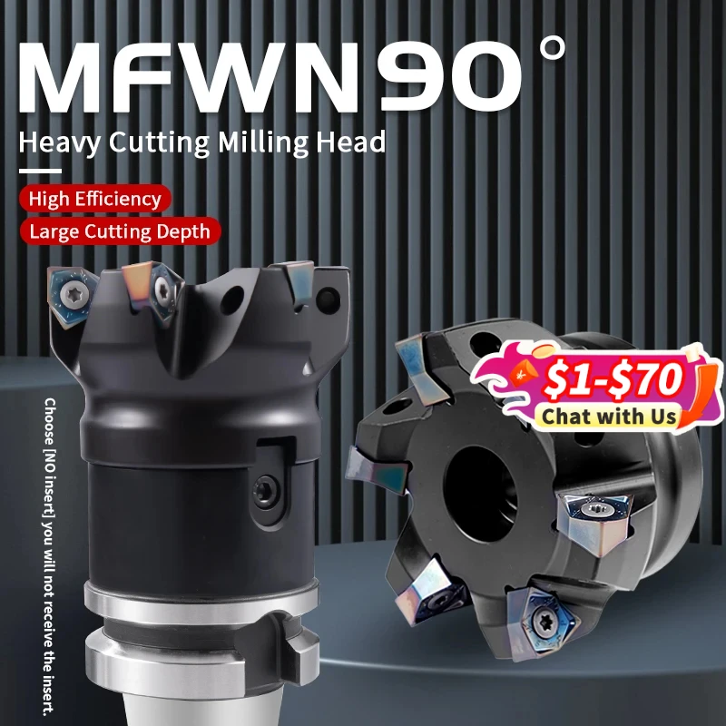 

MFWN 90 Degree Double-Sided Hexagonal Plane Re-Cutting Milling Cutter Head WNMU080608 Insert for Rough Machining Fast Milling