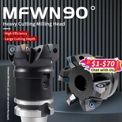 MFWN 90 Degree Double-Sided Hexagonal Plane Re-Cutting Milling Cutter Head WNMU080608 Insert for Rough Machining Fast Milling