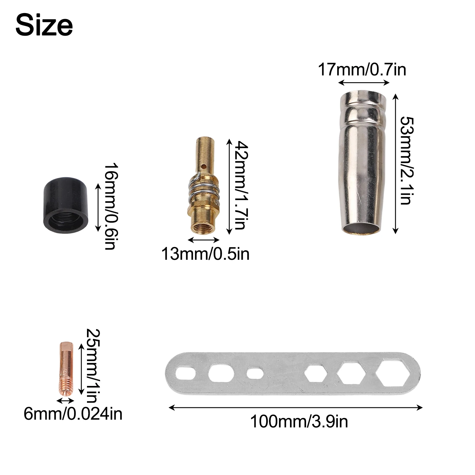 22PCS For MIG Welding Accessory Kit for MAG Welding Torch Featuring 5 Gas Nozzles 12 Power Nozzles Holder Diffusers and Wrench