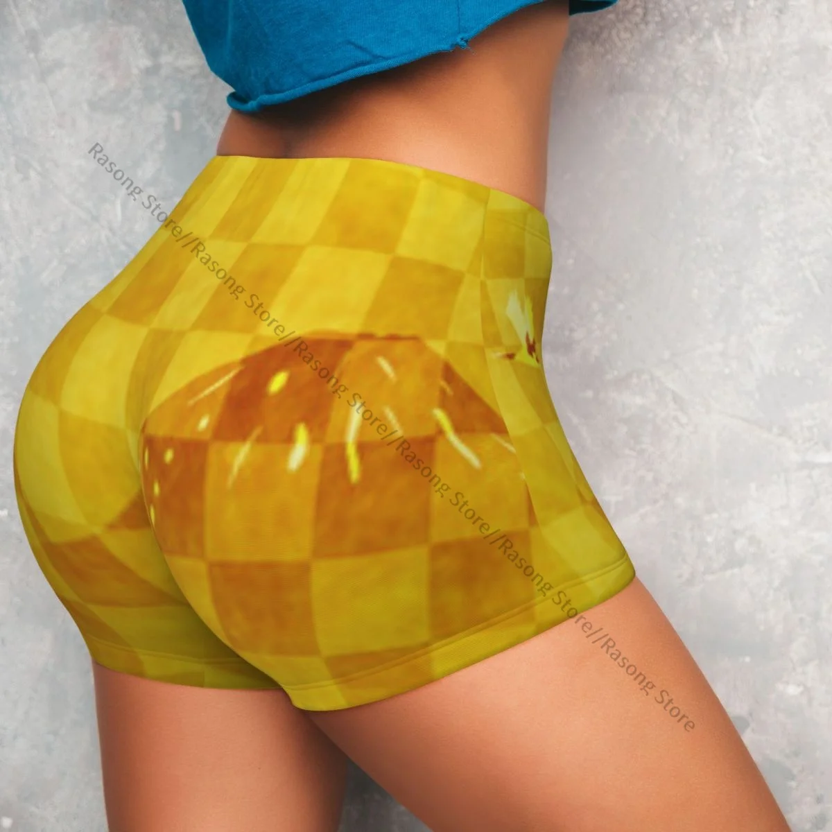 Sexy enge Hüftsportshorts Fuji Plaid Background Fitness Damen bequeme Yoga-Shorts