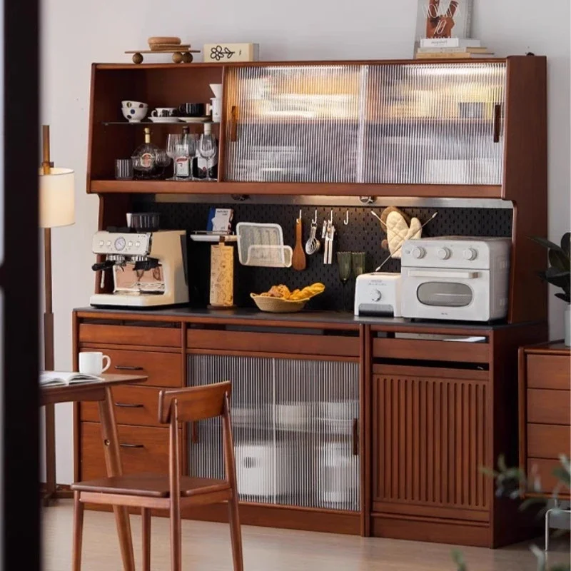 Solid wood dining side cabinet integrated against the wall high entrance hole board Japanese wine