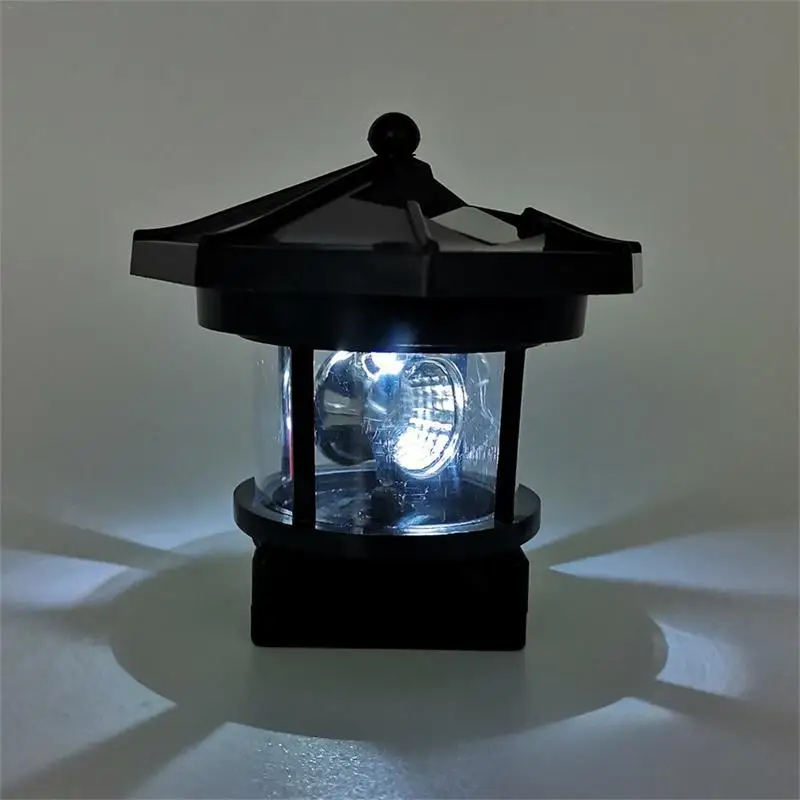 Unique LED Solar Lighthouse Waterproof 360 Degree Rotating Statue Lamp Guide Light Outdoors For Garden Yard Outdoor Decor