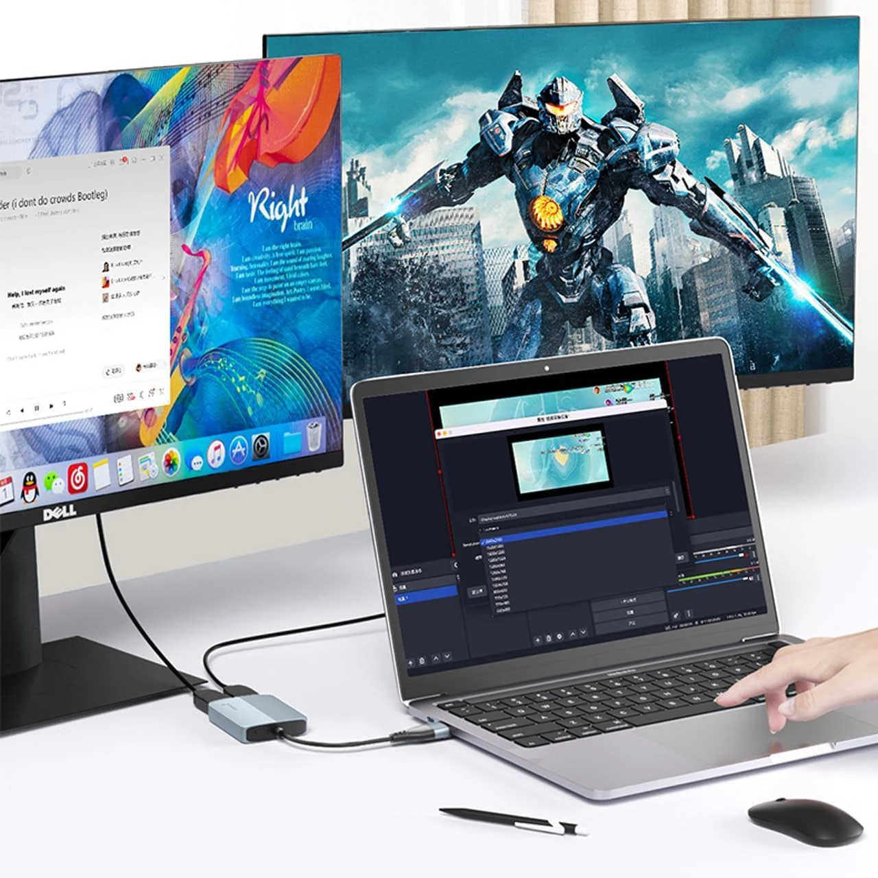 USB-A Type-C to HDMI-compatible Adapter for Dual Monitors Extended Display for M1 M2 Mac10.15 Windows10 11 Laptop PC