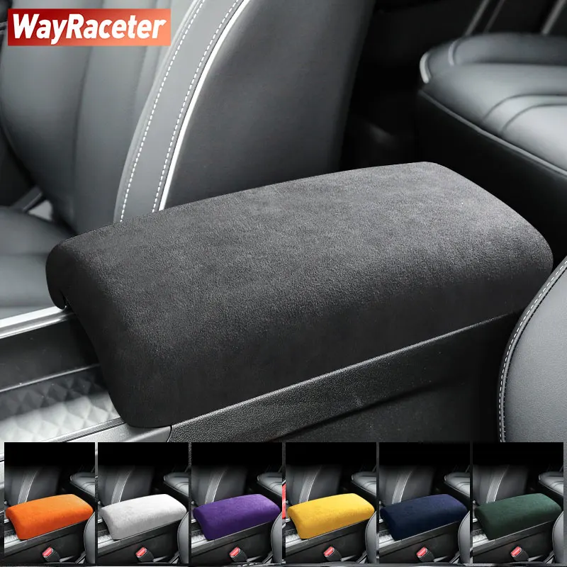 Top Super Ultra Suede Wrap ABS Car Armrest Box Storage Panel Trim Cover For GWM Great Wall Tank 300 2024 2023 2022 Accessories