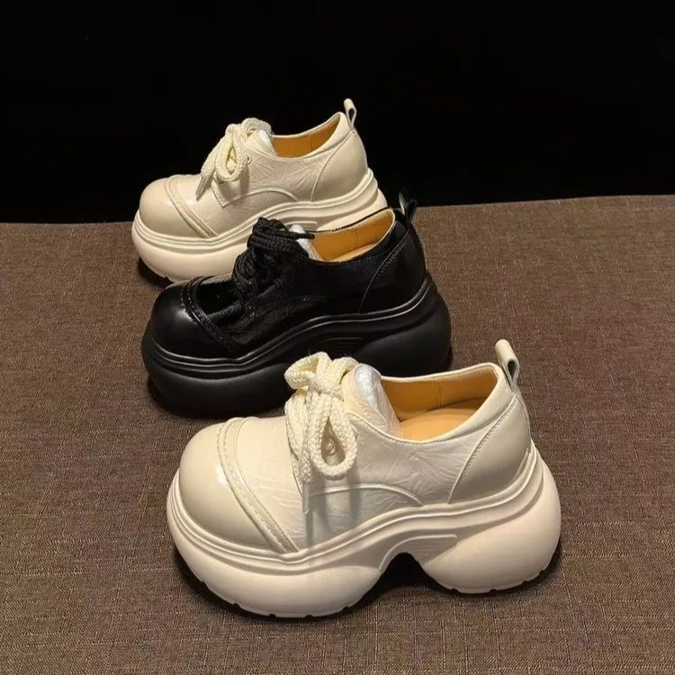 Women's Thick-Soled Height-Increasing Loafers,2026 Spring and Autumn New Versatile Fashionable British-Style Small Leather Shoes