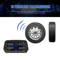 Car TPMS Tire Pressure Monitoring System Solar Charging HD Digital LCD Display Auto Alarms Wireless External Sensors TPMS 6bar