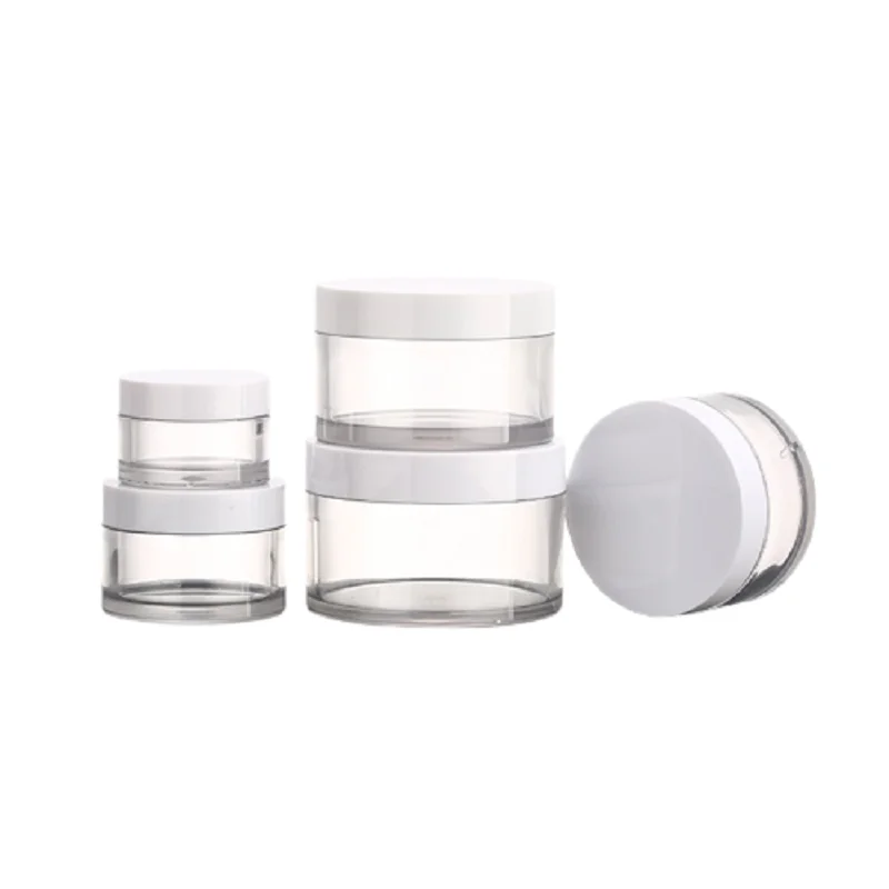 30g50g100g150g 200gLuxury Clear PET Plastic Thick Bottom Cream Jar White Lid Packaging Bottle Empty Skincare Refillable Pot10pcs