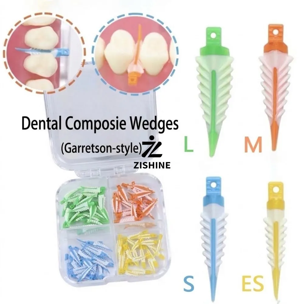 40PCS 100Pcs Restorative Gap Wedge Kit Inverted V Groove Double Stackable Matrix Clamp Shaper Hand Consumables ES S M L