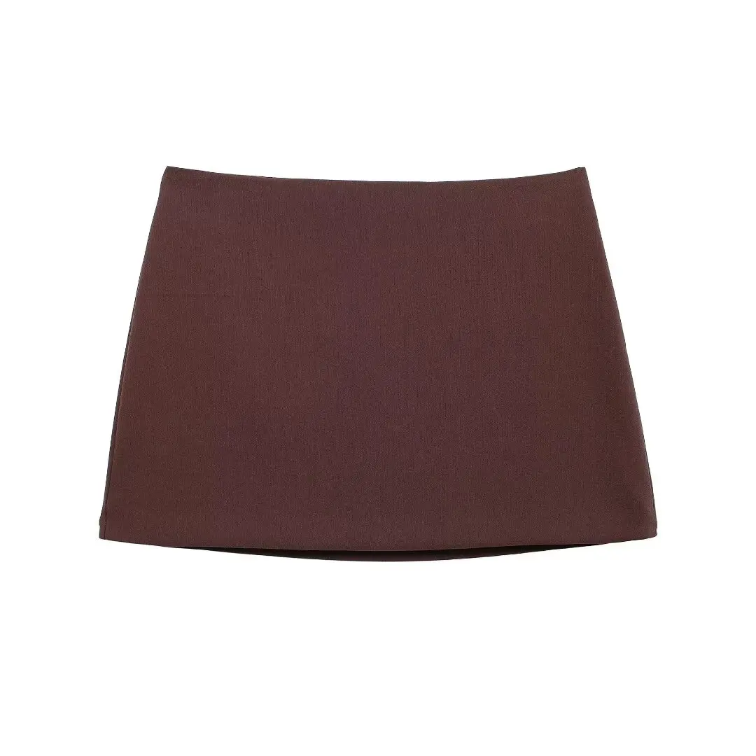 Tangada 2023 New Chic Women Skirt Zipper Elegant Mini Skirts BE0268