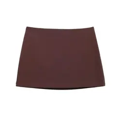 Tangada 2023 New Chic Women Skirt Zipper Elegant Mini Skirts BE0268