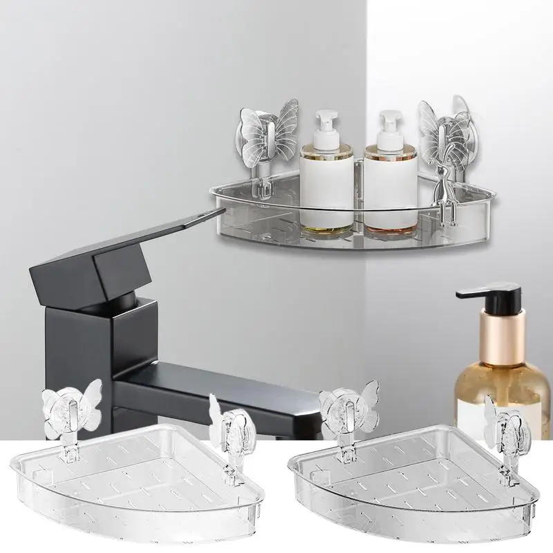 

Suction Cup Storage Holder Suction Cup Holder Rack No Drilling Organizer Shelf Clear Bathroom Accessories Wall-Mounted Storage