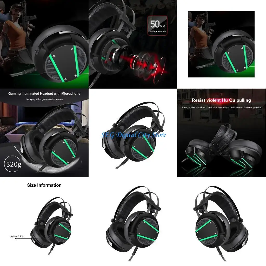 U75B Ergonomic Gaming Headsets with Surround Sound Sensitive Mic for Interactive Play