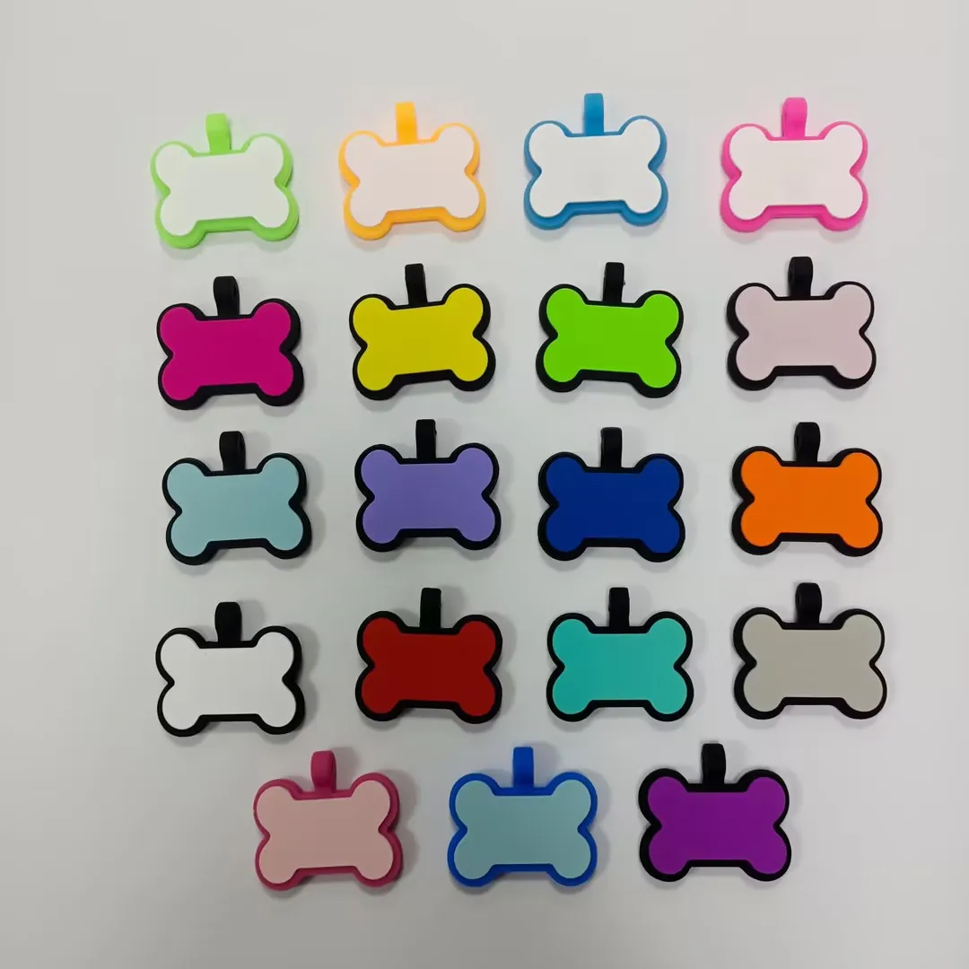 Bone Shape Silicone Pet Tag Fashionable Laser Engraved Dogs Animals Name or Phone Number Silicone Blank ID Tag for Pet