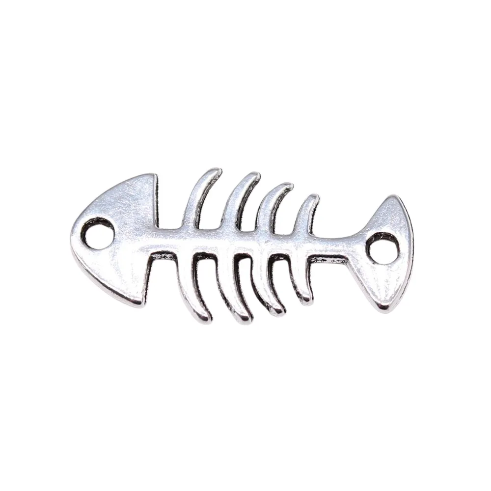 30pcs  21x11mm Alloy Charm fishbone Pendant