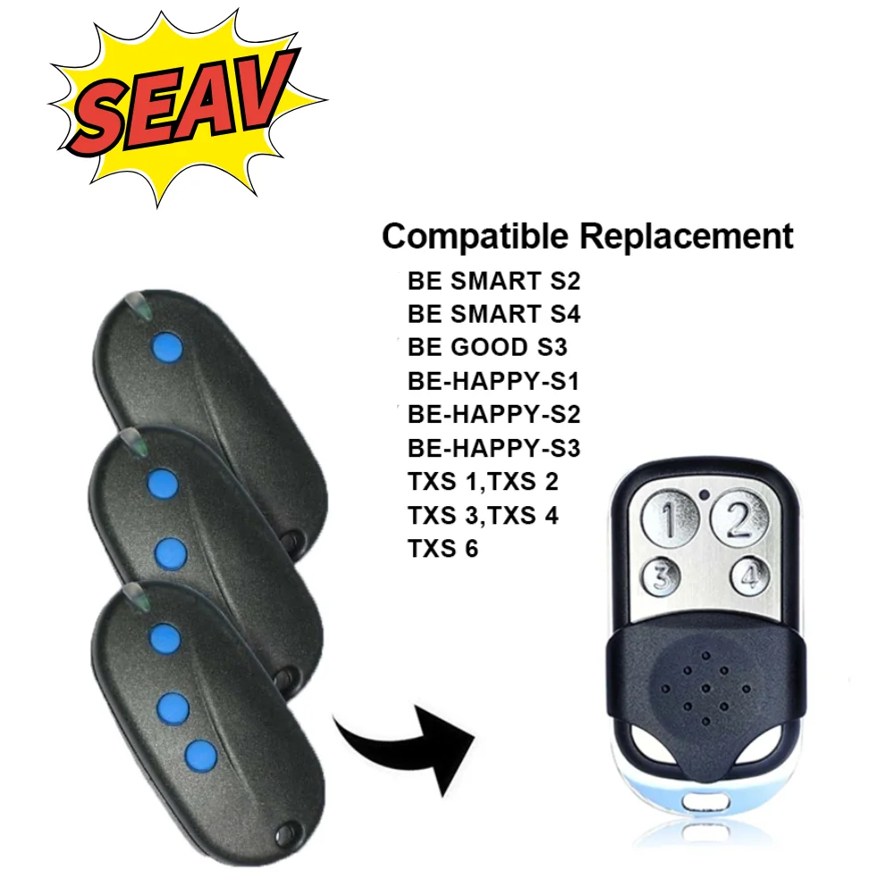 SEAV TXS 1、2、 3、 4、6 Remote Control  Fixed code 433.92MHz SEAV BE HAPPY S1,HAPPY S3,BE SMART S2 command transmitter