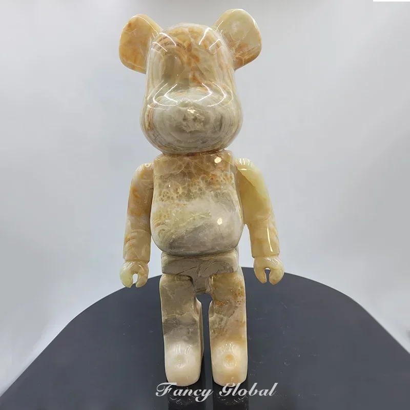 Fancy animal sculpture bearbrick natural marble stone bear statue