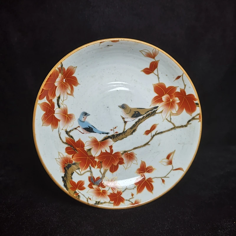 YIZHU CULTUER ART Size 5 Inch Old Chinese porcelain Painting Flowers and Birds Plate Saucer Decoration Gift Collection