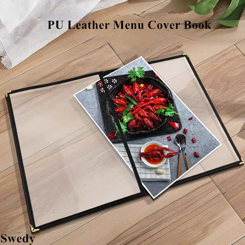 10 Pieces A4 PU Leather Menu Holder Covers Binder Drink Wine Recipe Menu Sleeves PVC Frames 8.5 x 11 Restaurant Menu Covers Book