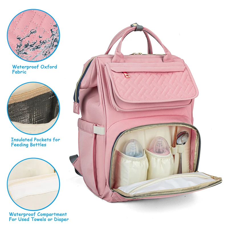 

Fashion Mommy Backpack Large Capacity Diaper Bag Multifunctional Travel Baby Bag Maternity Backpack for Women Waterproof