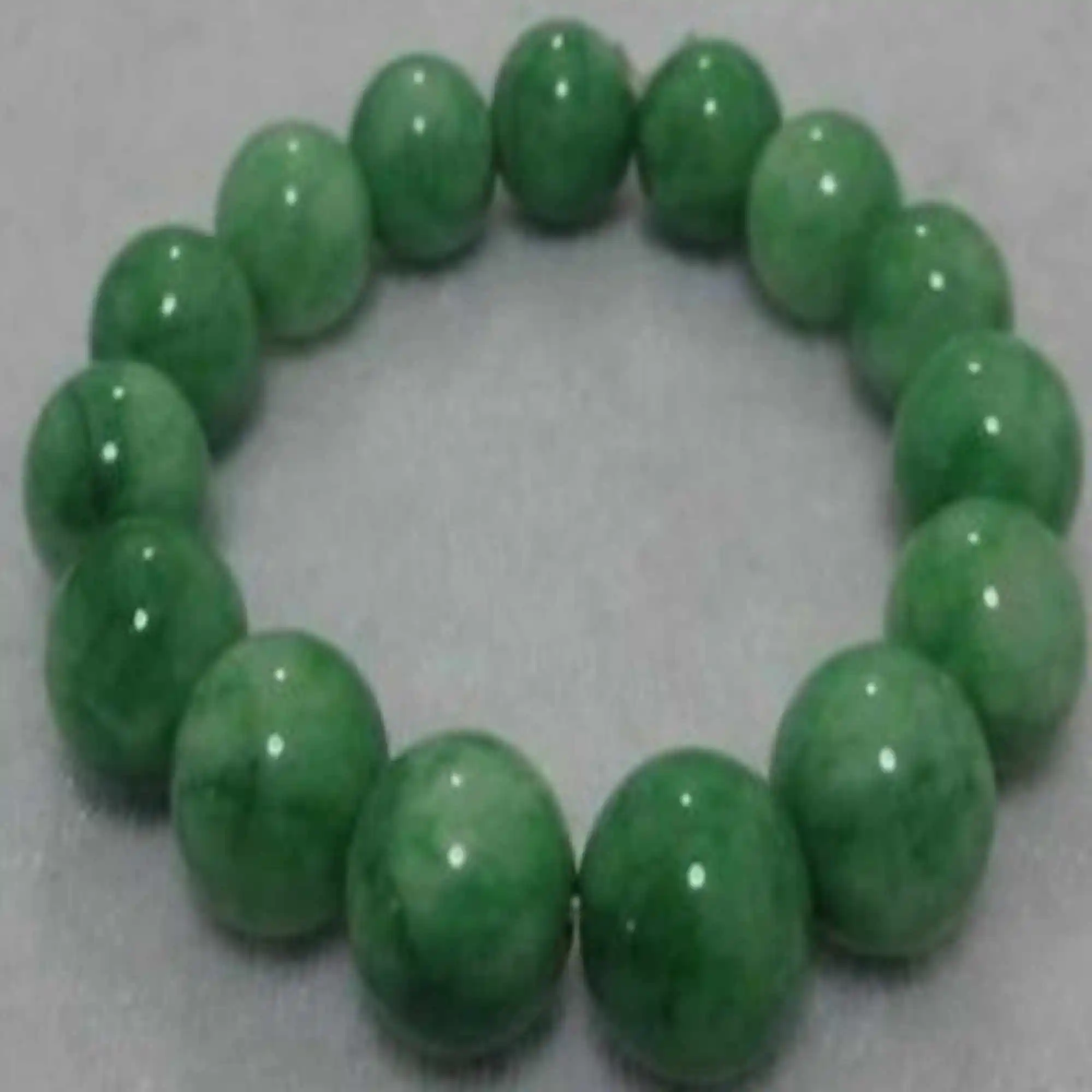 

12mm NATURE BEAUTIFUL GREEN JADE JADEITE BRACELET GREEN HAND CAT Handmade Wear Unisex Prayer