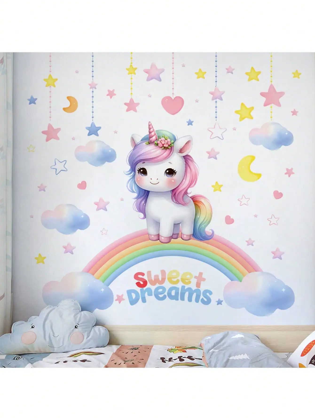 Colourful pony stickers children\'s room layout decoration bedroom wall stickers warm girls cute cartoon stickers wall decals