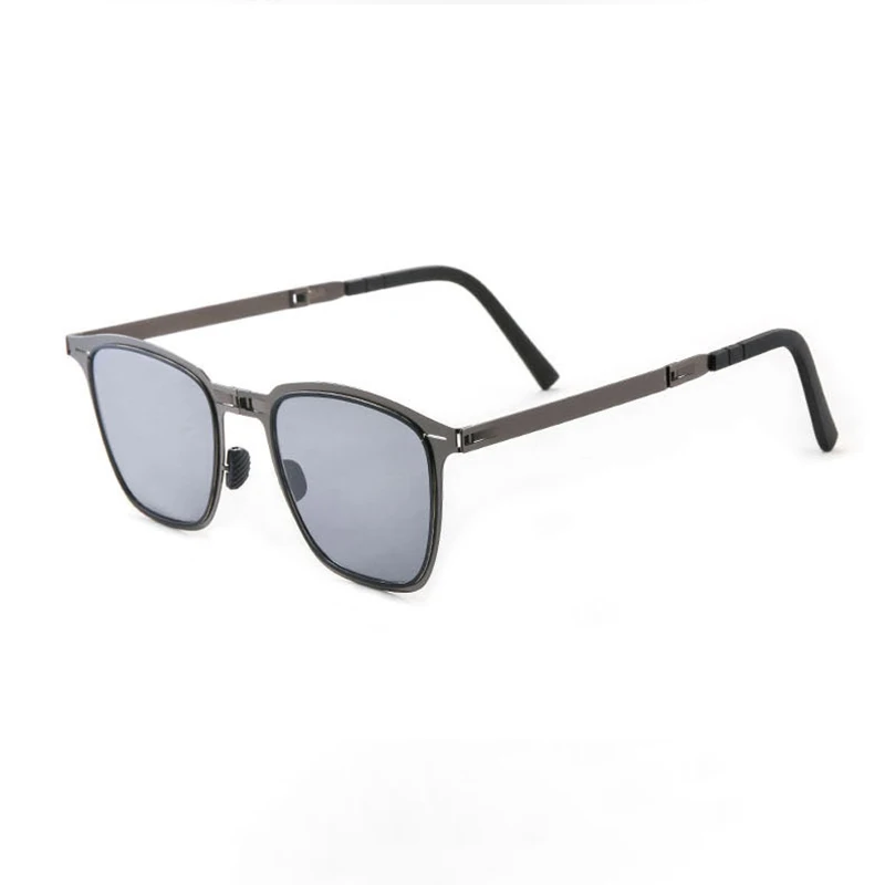 Portable Sunglasses New Ultra Light Stainless Steel Folding Sunglasses Fishing Polarized Retro Square Sunglasses HD Fashionable·